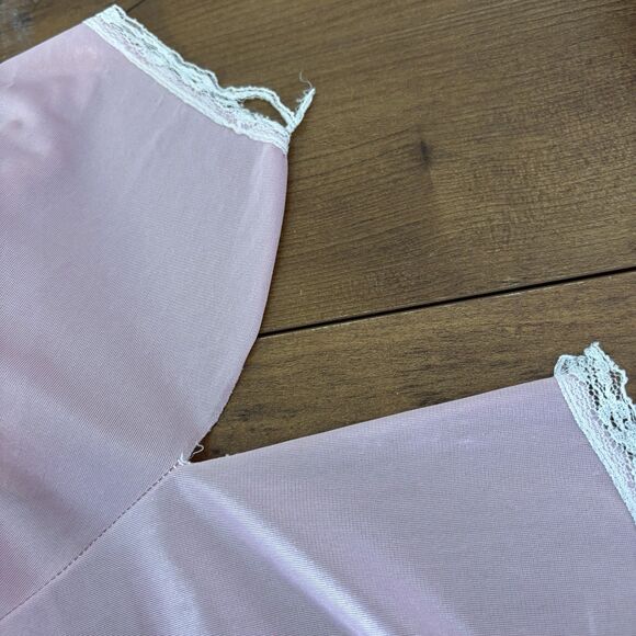 VTG Plus Size Nylon Dusty Rose Pink Maxi Nightgown Slip Dress 51 inch Bust - Picture 3 of 11